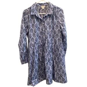 J.Crew Womens Shirt Dress Size 10 Blue Floral Classic Boho Peasant Fall Preppy